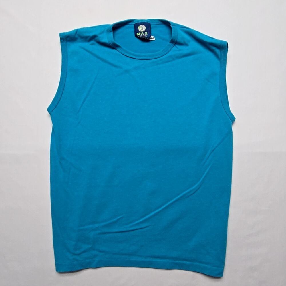Vintage Blank Tank Top Blue Sleeveless Made in USA Max Active Mens Large 90s